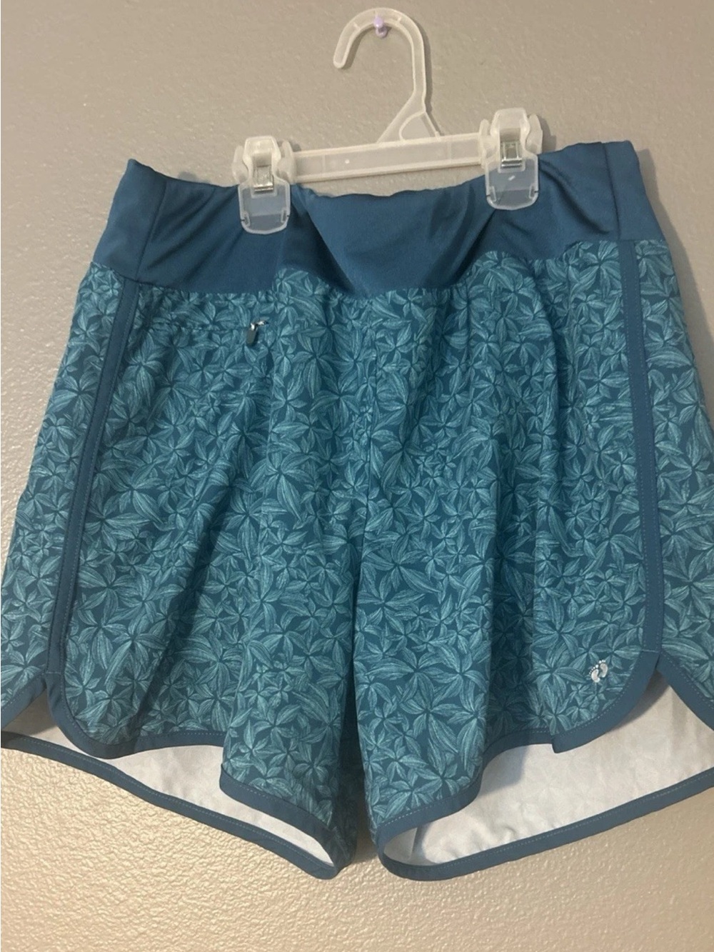 Hang Ten Teal Floral-Pattern Athletic Shorts